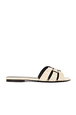 Saint Laurent Tribute Flat Sandal in Brave Ivory, view 1, click to view large image.