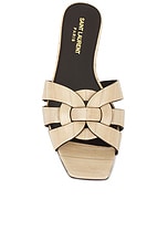 Saint Laurent Tribute Flat Sandal in Brave Ivory, view 4, click to view large image.