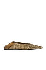 Saint Laurent Carolyn Slipper in Kaki & Starlight Gold, view 1, click to view large image.