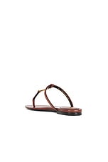 Saint Laurent Cassandra Flat Sandal in Aesthetic Brown, view 3, click to view large image.