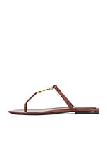 Saint Laurent Cassandra Flat Sandal in Aesthetic Brown, view 5, click to view large image.