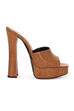 Saint Laurent Boogie Platform Sandal in Syrup Brown, view 1, click to view large image.
