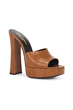Saint Laurent Boogie Platform Sandal in Syrup Brown, view 2, click to view large image.
