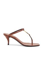 Saint Laurent Cassandra Sandal in Aesthetic Brown, view 1, click to view large image.