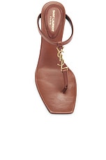 Saint Laurent Cassandra Sandal in Aesthetic Brown, view 4, click to view large image.