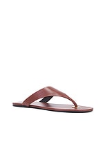 Saint Laurent Kouros Flat Sandal in Aesthetic Brown, view 2, click to view large image.