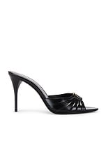 Saint Laurent Babylone Mule Sandal in Nero, view 1, click to view large image.