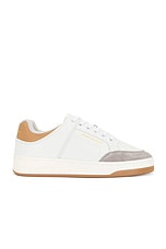 Saint Laurent SL61 Sneaker in Blanc, Foggy, & Gold, view 1, click to view large image.