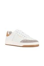 Saint Laurent SL61 Sneaker in Blanc, Foggy, & Gold, view 2, click to view large image.