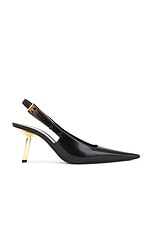 Saint Laurent Stone Slingback Pump in Nero, view 1, click to view large image.