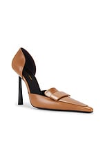 Saint Laurent Stone Pump in Dark Macadamia, view 2, click to view large image.