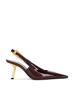 Saint Laurent Stone Slingback Pump in Marron Glace, view 1, click to view large image.