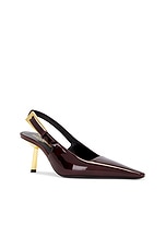 Saint Laurent Stone Slingback Pump in Marron Glace, view 2, click to view large image.