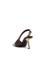 Saint Laurent Stone Slingback Pump in Marron Glace, view 3, click to view large image.