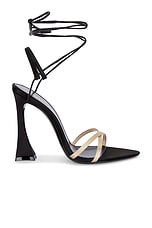 Saint Laurent Gippy Sandal in Faint Pink & Nero, view 1, click to view large image.