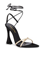 Saint Laurent Gippy Sandal in Faint Pink & Nero, view 2, click to view large image.