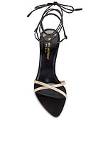 Saint Laurent Gippy Sandal in Faint Pink & Nero, view 4, click to view large image.