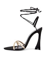 Saint Laurent Gippy Sandal in Faint Pink & Nero, view 5, click to view large image.