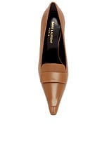 Saint Laurent Stone Pump in Dark Macadamia, view 4, click to view large image.