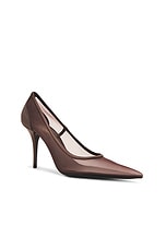 Saint Laurent Newton Pump in Deep Brown & Gloom Brown, view 2, click to view large image.