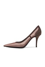 Saint Laurent Newton Pump in Deep Brown & Gloom Brown, view 5, click to view large image.