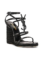 Saint Laurent Cassandra Espadrille Wedge in Black, view 1, click to view large image.