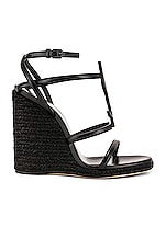 Saint Laurent Cassandra Espadrille Wedge in Black, view 2, click to view large image.