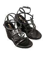 Saint Laurent Cassandra Espadrille Wedge in Black, view 4, click to view large image.