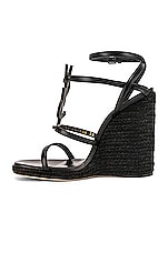 Saint Laurent Cassandra Espadrille Wedge in Black, view 5, click to view large image.