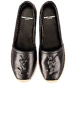 Saint Laurent Logo Flat Espadrille in Black, view 1, click to view large image.