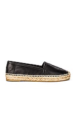 Saint Laurent Logo Flat Espadrille in Black, view 2, click to view large image.