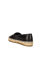 Saint Laurent Logo Flat Espadrille in Black, view 4, click to view large image.