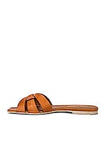 Saint Laurent Tribute Flat Sandal in Amber, view 5, click to view large image.