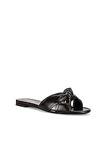 Saint Laurent Bianca Flat Sandals in Nero, view 2, click to view large image.