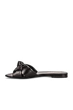 Saint Laurent Bianca Flat Sandals in Nero, view 5, click to view large image.