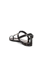 Saint Laurent Cassandra Flat Sandals in Nero, view 4, click to view large image.