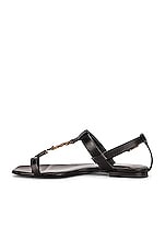 Saint Laurent Cassandra Flat Sandals in Nero, view 5, click to view large image.