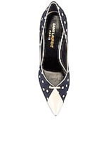 Saint Laurent Lola Pumps in Marine & Off White & Perle, view 4, click to view large image.