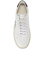 Saint Laurent Court Classic Signature Sneakers in Blanc Optique & Nero, view 4, click to view large image.