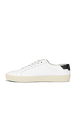 Saint Laurent Court Classic Signature Sneakers in Blanc Optique & Nero, view 5, click to view large image.