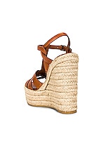 Saint Laurent Tribute Espadrille Wedge Sandals in Ambre, view 3, click to view large image.