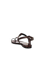 Saint Laurent Cassandra Flat Sandals in Dark Chocolate, view 4, click to view large image.