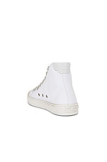 Saint Laurent Malibu Mid Top Signature Sneakers in Blanc Optique, view 3, click to view large image.