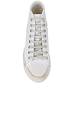 Saint Laurent Malibu Mid Top Signature Sneakers in Blanc Optique, view 4, click to view large image.