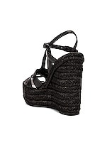 Saint Laurent Tribute Espadrille Wedge Sandals in Noir, view 3, click to view large image.