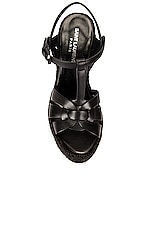 Saint Laurent Tribute Espadrille Wedge Sandals in Noir, view 4, click to view large image.