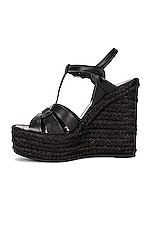 Saint Laurent Tribute Espadrille Wedge Sandals in Noir, view 5, click to view large image.