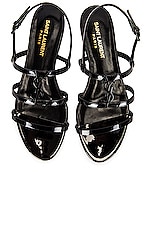 Saint Laurent Cassandra Flat Sandals in Noir, view 1, click to view large image.