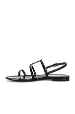 Saint Laurent Cassandra Flat Sandals in Noir, view 5, click to view large image.