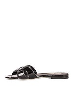 Saint Laurent Tribute Nu Pieds Patent Leather Flat Sandals in Noir, view 5, click to view large image.
